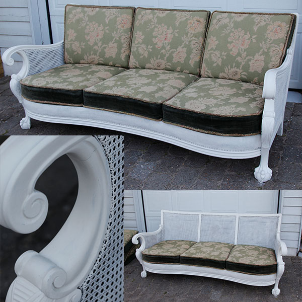 Chippendale sofa i hvid og - Pipi Antik