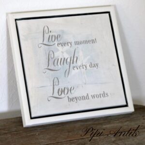 Lille billede Live Laugh and love Milk Autentico kant L34,5xH35cm