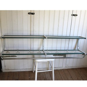 Retro metal knagerække i turkisgrøn og hvid L120xD32xH33 cm