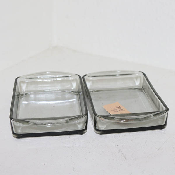 20 Retro grålig glasfad - 2 stk 16x9,5 cm