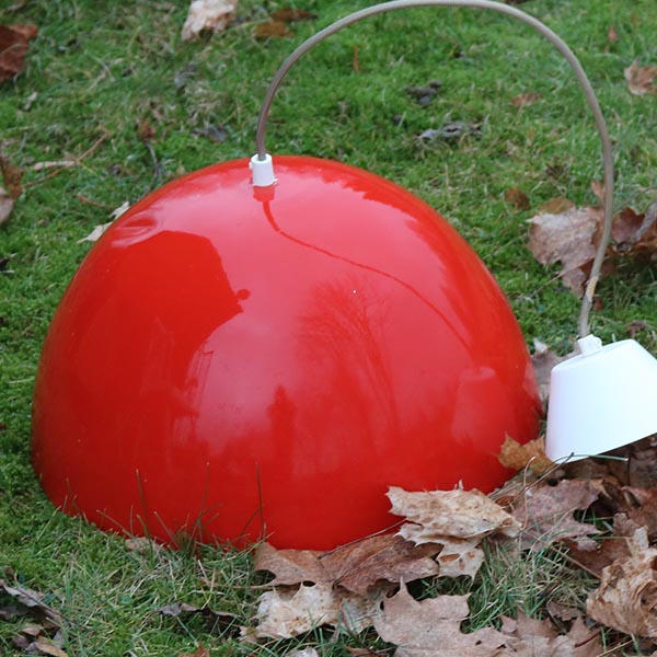 Retro orangerød metal loftlampe - stor
