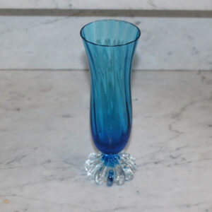 Blå glasvase - tulipanfod Ø 7 x 20 cm højde