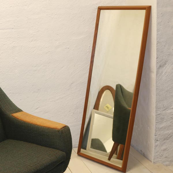 Teak retro spejl stor 46,5x123x3,5cm