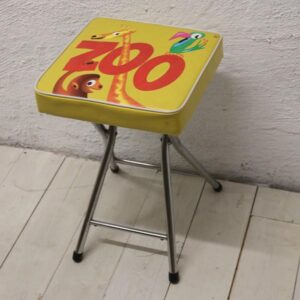 Gul plast retro krom stol 30x30x50 cm