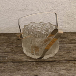 Isterning spand svensk retro frostet glas og flet Ø13x17 cm uden IS picker