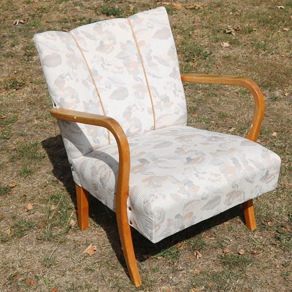 Retro lyst lænestol ombetrukket B60xD55xH75,5 cm (40 cm siddehøjde)