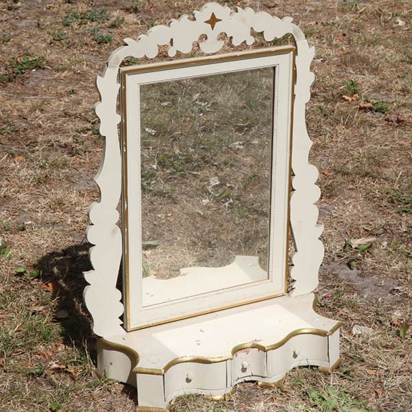 Spejl med skuffe - Pigtitare - hvidt - 50x20x70 cm
