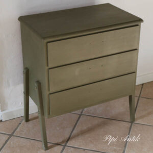 Retro Olive kommode 60x35x69 cm læderhåndtag mangler