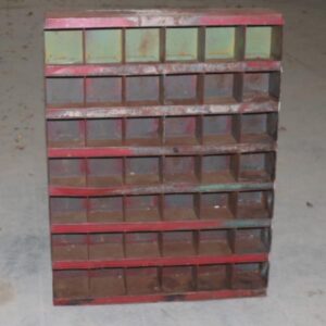 Metalreol rød rust og grønligt 70x14x93 cm