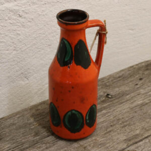 West Germany orange keramikvase med hank nr 6925 Ø9,5x25 cm H