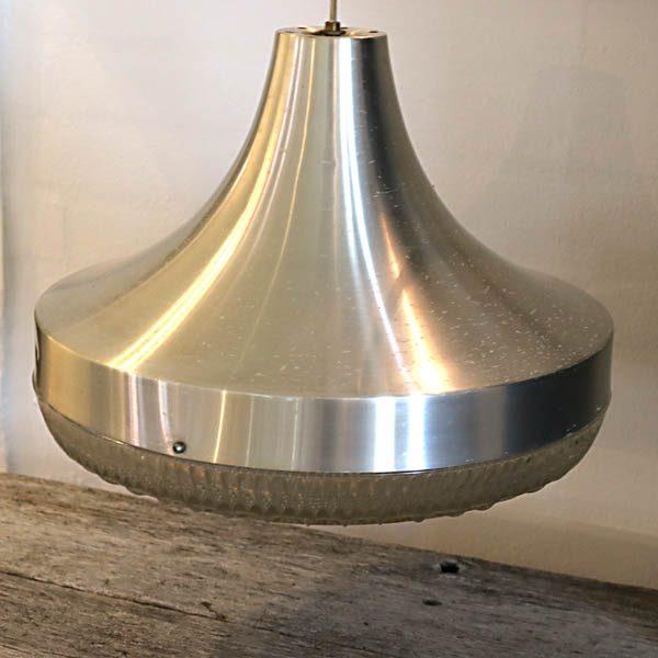 Retro aluminium loftlampe med glas Ø30x17 cm