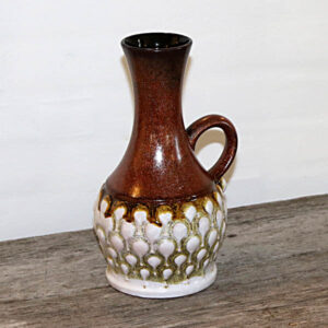 Retro West Germany keramikvase i brunt og hvidt nr 7385 Ø12x27 cm