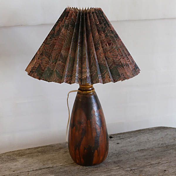 Keramik bordlampe retro meget tung Ø12x50 cm med lampeskærm