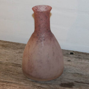 Mundblæst rosafarvet glasvase med sølv svensk Ø13x14 cm