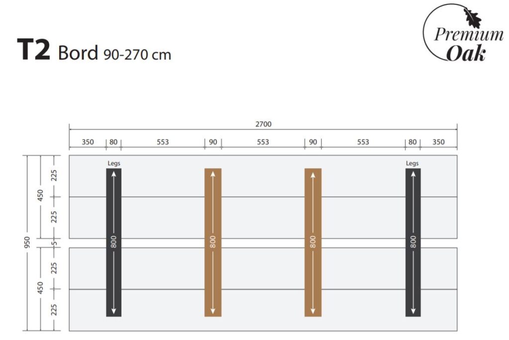 OAK plankebord 90x270 cm
