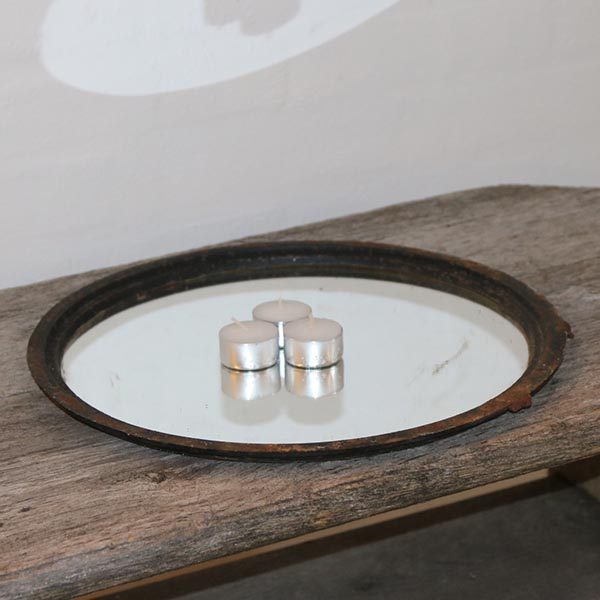 Komfurriste i metal med spejl Ø35x1,5 cm H