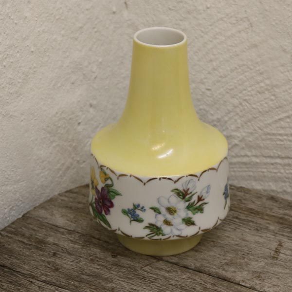 Romantisk vase tysk og håndmalet 1974 Ø14x20 cm