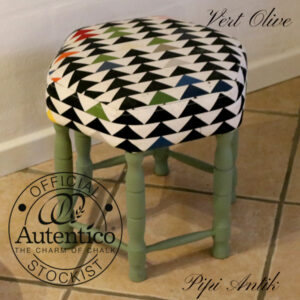 Vert Olive Autentico retro skammel farverig betræk Ø48x35,5 cm