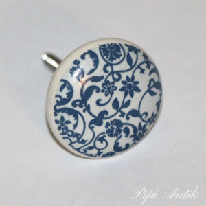 Keramikknop blåt og råhvidt Ø4 cm