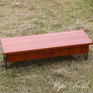 Teak telefonhylde sort string med skuffe 60x22x18 cm