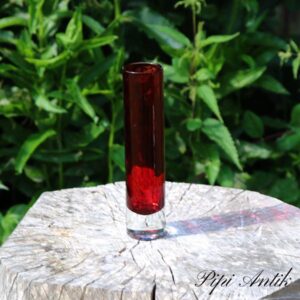 Retro rød slank glasvase Ø4x18 cm