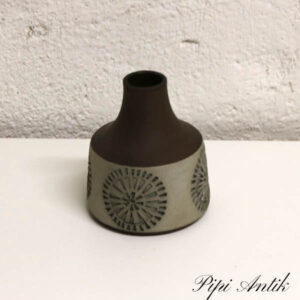 Keramikvase brun delvis glasseret Ø8,5x10 cm