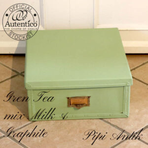 Green Tea mix documentkasse retro i pap 46x41x19 cm nymalet