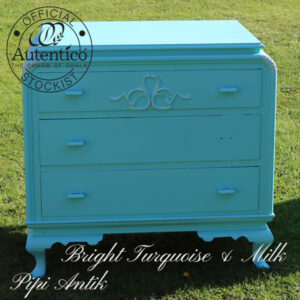 Kommode lys tyrkis Autentico Bright Turquoise & Milk L80xD50xH76 cm