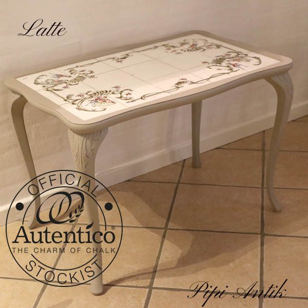 Sofabord med løvefødder og kakler L85xB54xH57 cm Latte Autentico