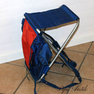 Retro rygsæk i kunstof og stol H42 cm blå rød