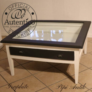 Graphite sofabord nyere glasplade Graphite Autentico som pift 98x98x50cm H