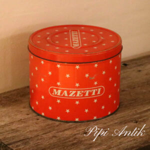 Mazetti kagedåse rød med stjerner Ø22x17 cm