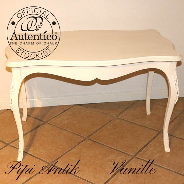 Vanille sofabord med metalpynt Autentico kalkmaling L96xB58xH61 cm
