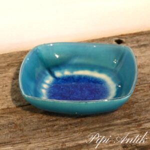 Retro keramik pynteskål NN tyrkis blå L18x18xH6 cm