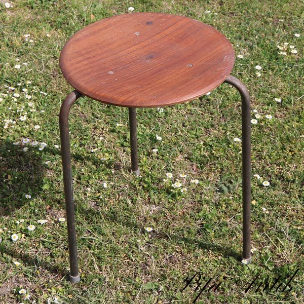 Teak stol uden ryglæn Ø31xH46 cm