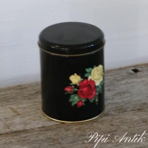 Kaffe tedåse med roser sort gul rød Ø10xH8 cm