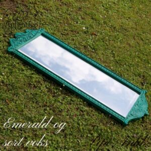 Emerald romantisk spejl med sort voks H97xB40xD2,5 cm