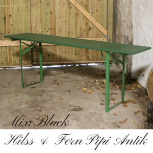 Retro industri arbejdsbord med flotte metal ben i grønt L 200xB50xH76 cm Fern Black Hills