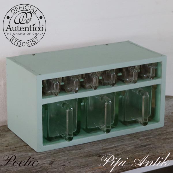 Poetic krydderiholder med glasskuffer L40xD20xH21 cm 4 store og 5 små