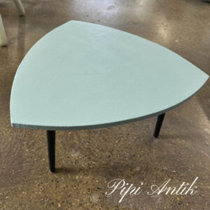 05. Retro meget lav sofabord plantebord i lys tyrkis sorte originale ben L59x59x59 x H33 cm