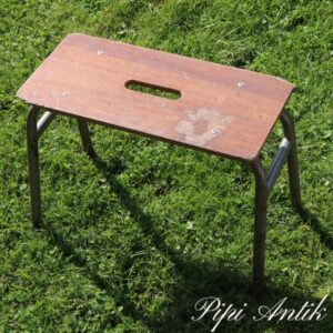 Retro metal teak look skammel L42xB20xH30 cm