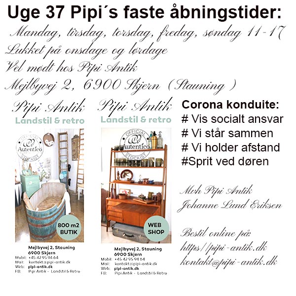 Åbningstider fra uge 37 hos PIpi Anti