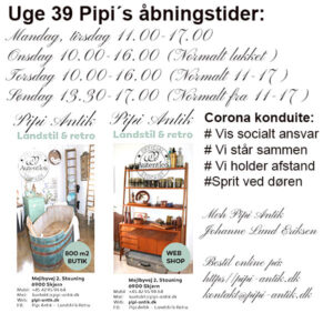 Uge 39 åbningstider hos Pipi