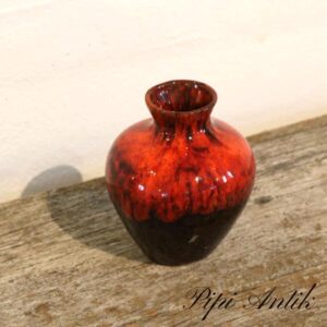 Retro keramik vase orange glasur NN Ø8xH10 cm