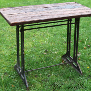 Symaskinebord i råt træ og metal patineretstel L90xD51xH76 cm