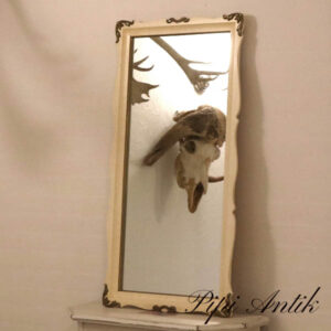 Romantisk råhvidt spejl med metalkanter B49xH95xD3 cm