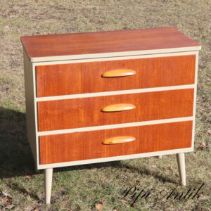 Teak kommode original bemalet i gråt L72,5xD35,5xH68 cm