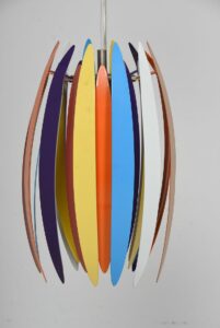 JAWS farverig loftlame af Benne Frandsen DK 1980´erne Ø15xH39 cm
