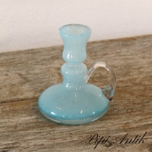 Glas lysestage tyrkisblå Ø9xH12 cm