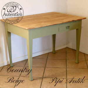 Country Beige køkkenbord med 2 skuffer modsat side L110xB75xH77,5 cm sæbebehandlet natur top